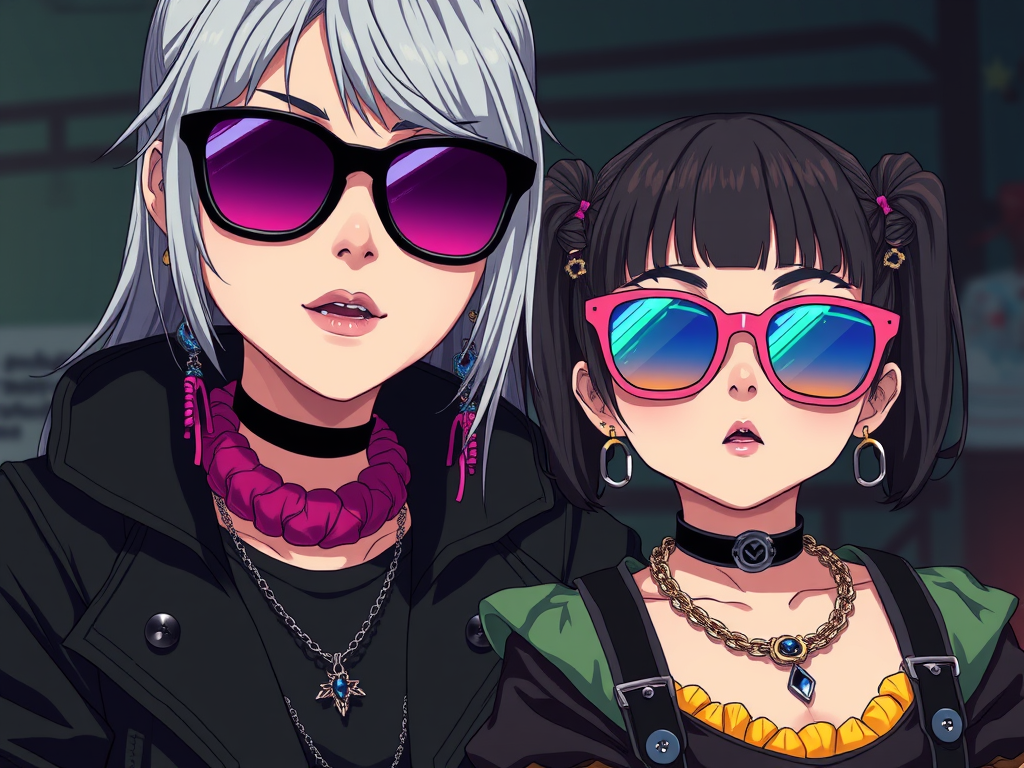 a-cool-caucasian-goth-mom-and-daughter-with-huge-colorful Cool anime mom and daughter