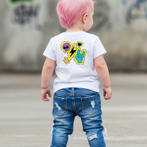 Rebel Kid White Tee - Cool Neon